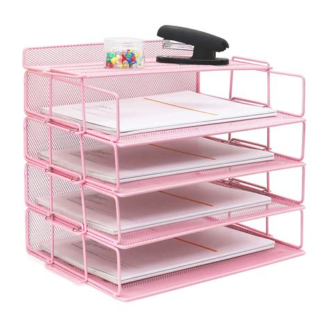 pink metal box file|pink document tray.